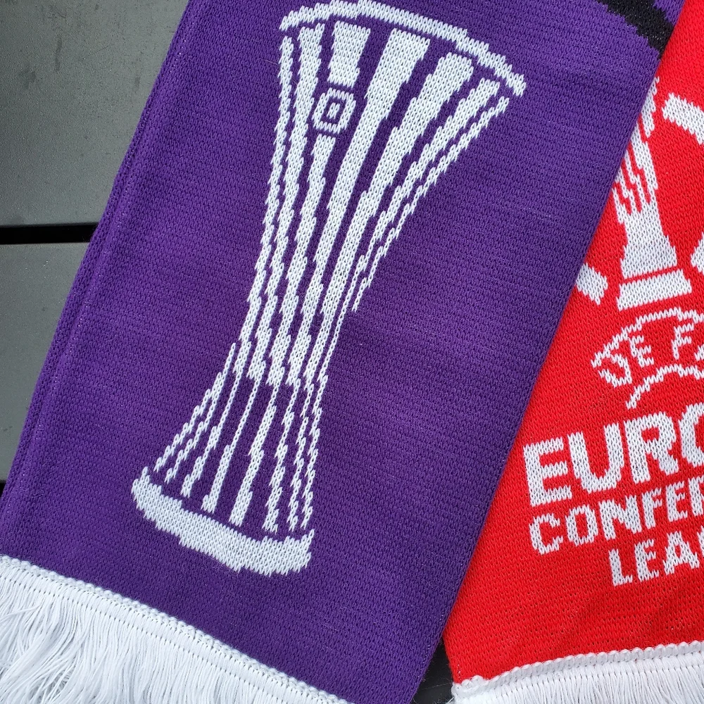 UEFA 2024 Fiorentina Athens Final 2024 Conference League Scarf Red Purple Soccer